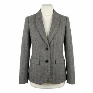 Boden Heritage British Tweed Gray Herringbone Blazer 8